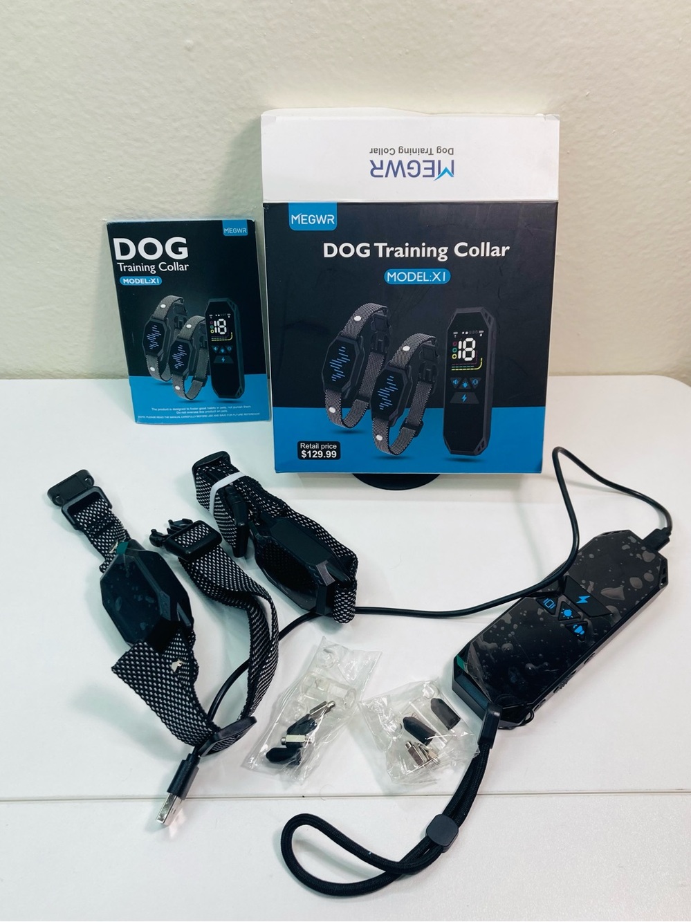 NEW MEGWR 2 Dog Training Collars + Remote  Model: X1 USB Charger